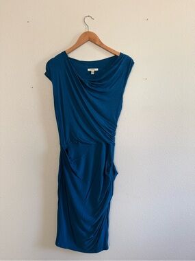 Anthropologie Bordeaux Deep Teal Draped Midi Dress